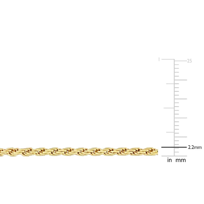 Miadora 2.2mm Rope Chain Anklet in Yellow Silver - 9 in