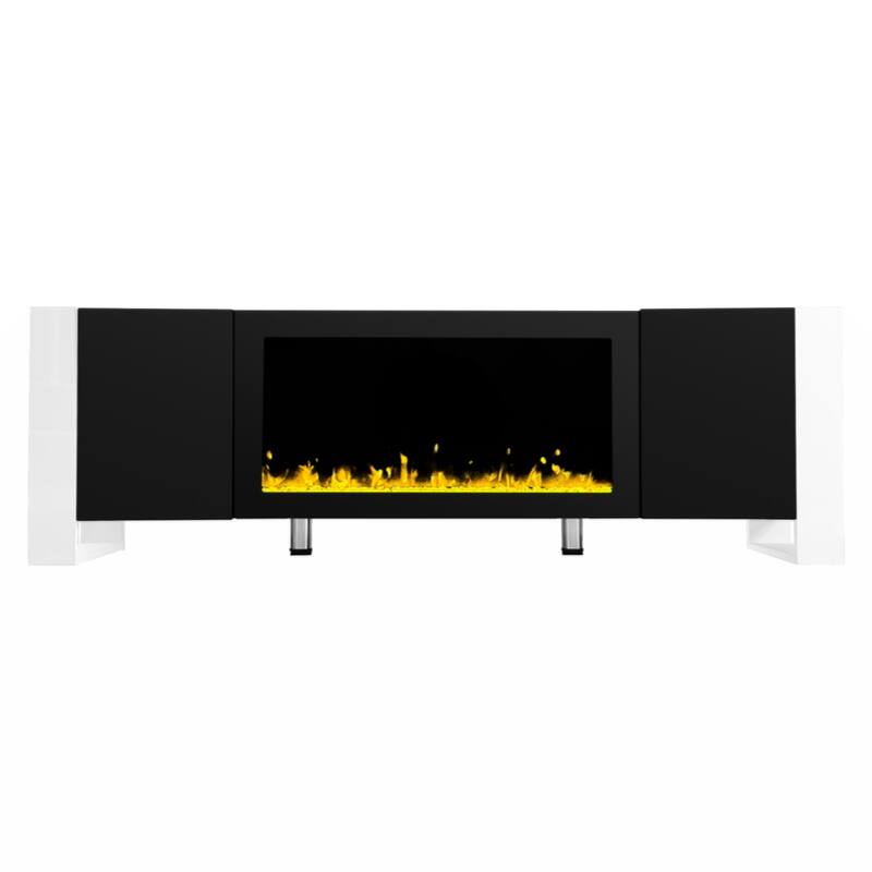 Modern TV Stand with 34.2" Non-heating Electric Fireplace,with 2 Cabinets,Media Console for TVs up to 78"