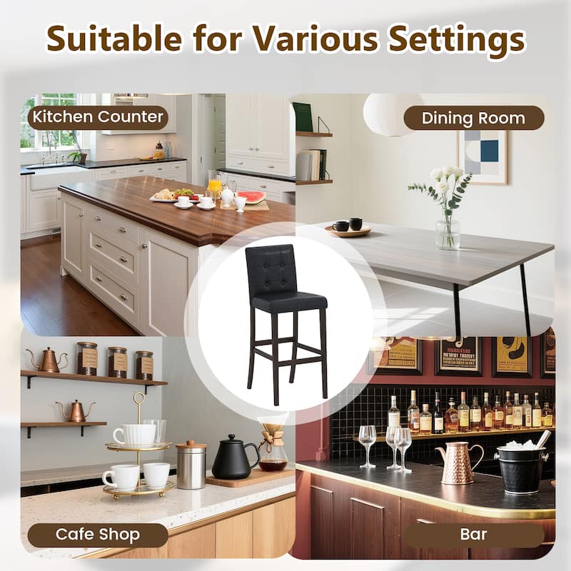 Gymax Set of 2 Bar Stools 29 '' Counter Height Barstool Pub Chair