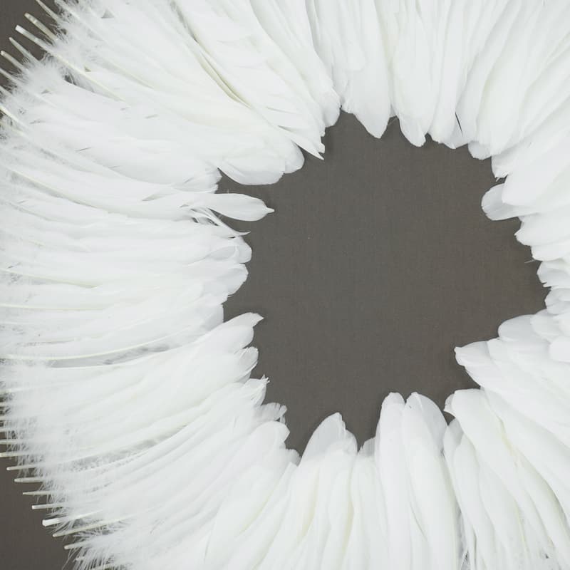 HUJI White Feather Wreath Shadow Box Wall Decor