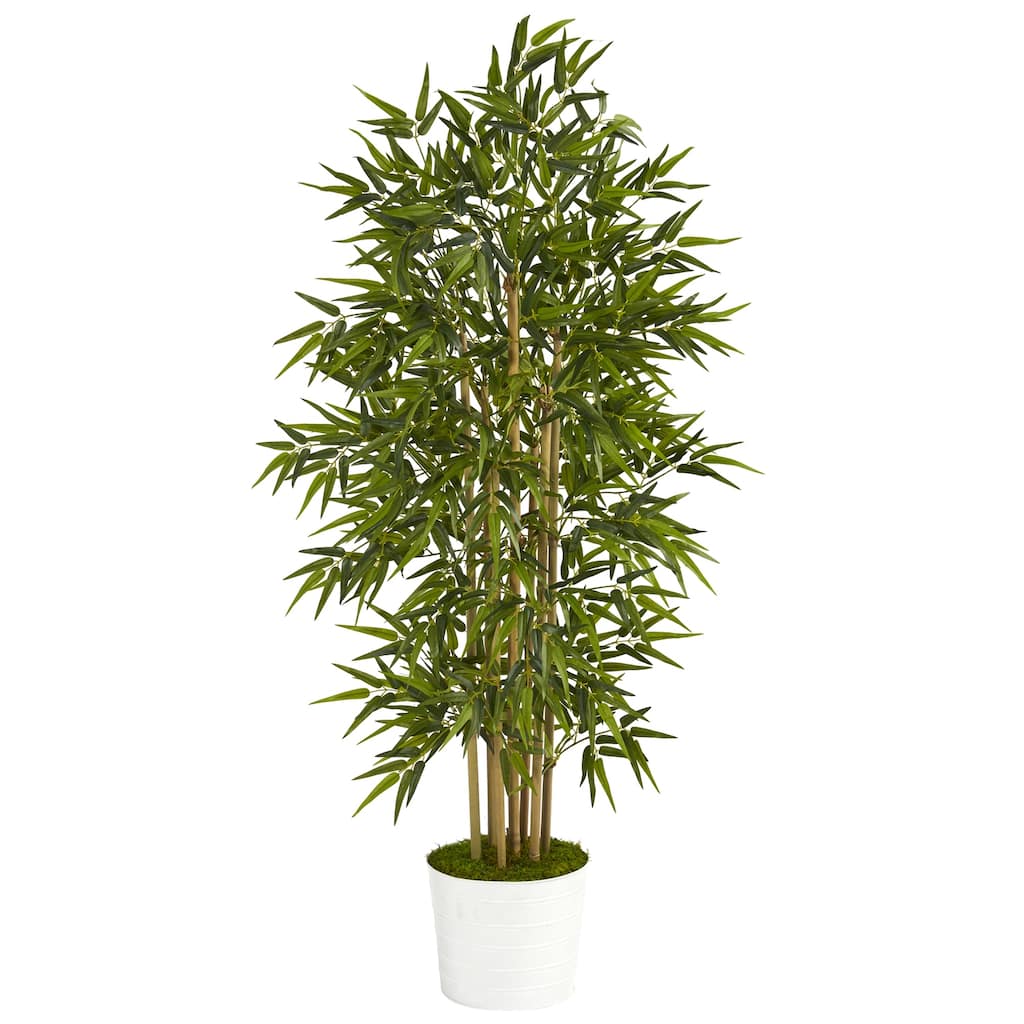 Bamboo Artificial Tree 64In - Indoor Faux Tree with Planter, Realistic Greenery Decor - Green - 61 Inches and Over