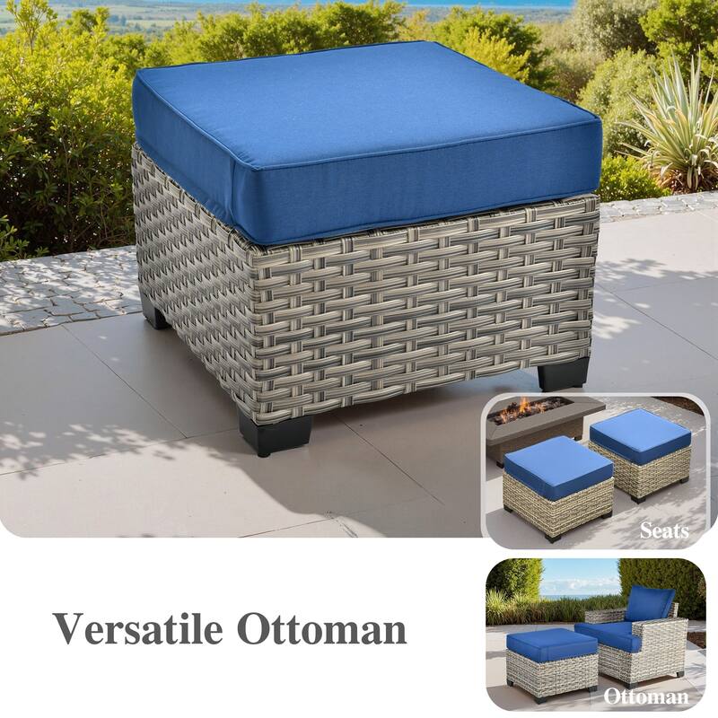 OVIOS 7-Piece T Shaped Seat Wide Armrest Patio Conversation Set