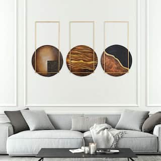 StyleCraft Horizon Sun - Set Of Three Hand Made Metal Wall Art Sculpture