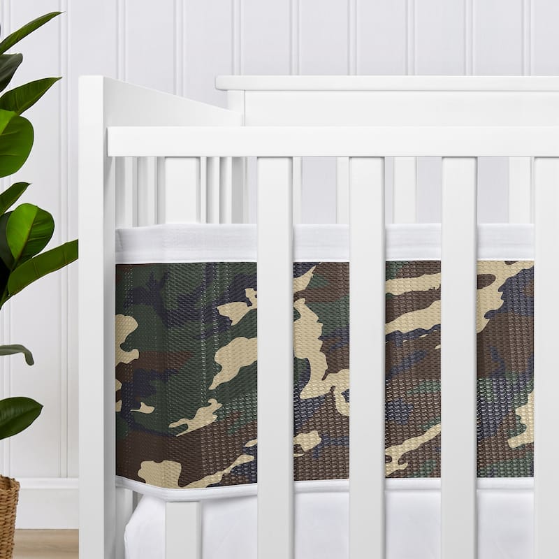 Sweet Jojo Designs + BreathableBaby Breathable Mesh Crib Liner Woodland Camo Boy - Rustic Forest Army Camouflage