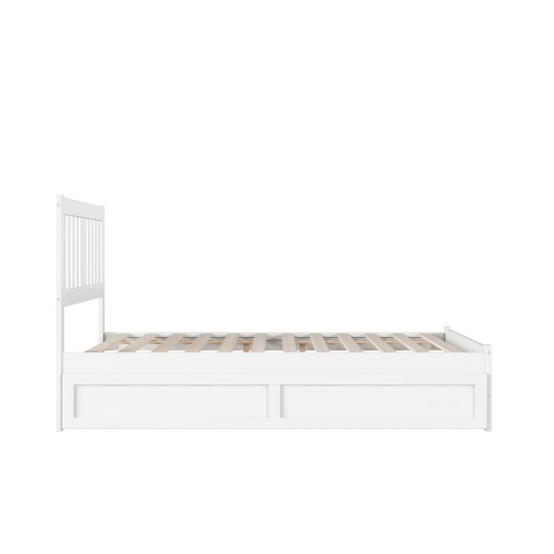 Tahoe Full Platform Bed with Matching Footboard & Twin Trundle in White
