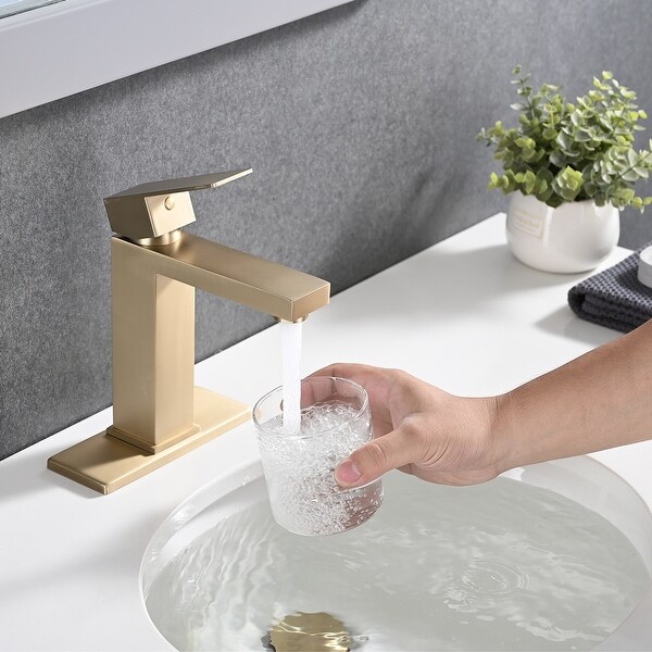 PROOX Single Bathroom Sink Faucet with Drain Assembly - On