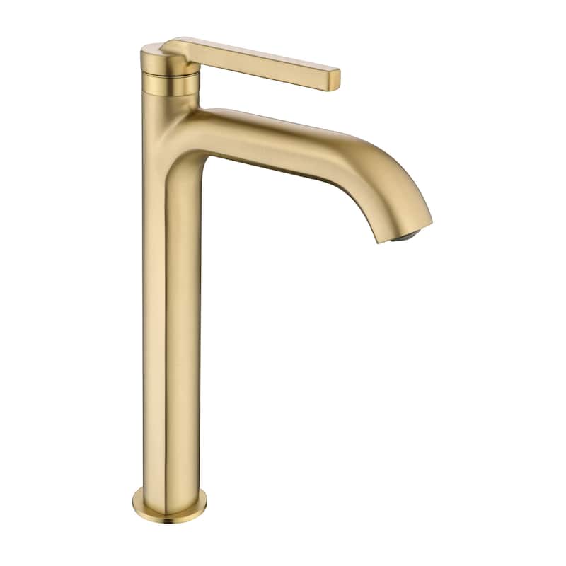 Single Handle Bathroom Vessel Sink Faucet Brass Modern Single Holes Bathroom High Tall Faucets Brushed Gold - Brushed Gold