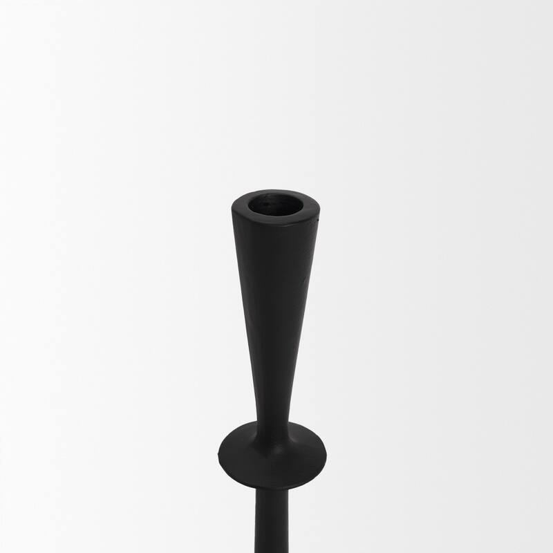 Qwin Matte Black Cast Aluminum Medium Candle Holder - 4.5 x 4.5 x 13