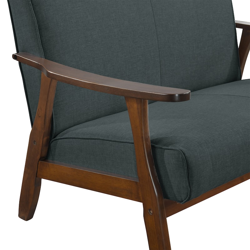 CraftPorch Wenge Wood Mid-Century Modern Linen Loveseat