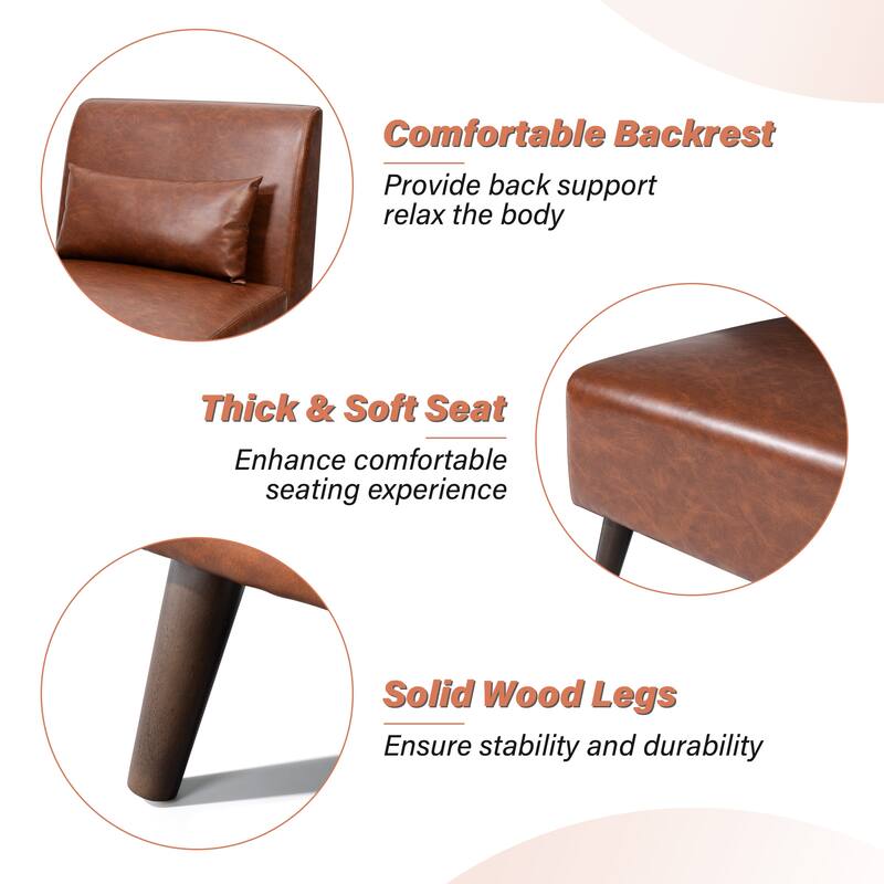 Accent Chair Upholstered Sofa Chair PU Faux Leather Wood Frame with Pillow - 28.74" W x 30.71" D x 31.50" H