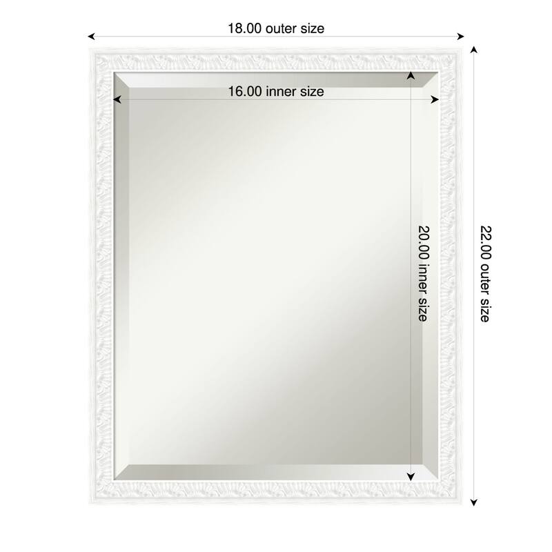 Bethany Beveled Wood Framed Bathroom Vanity Wall Mirror - 18 x 22 in - Bethany White