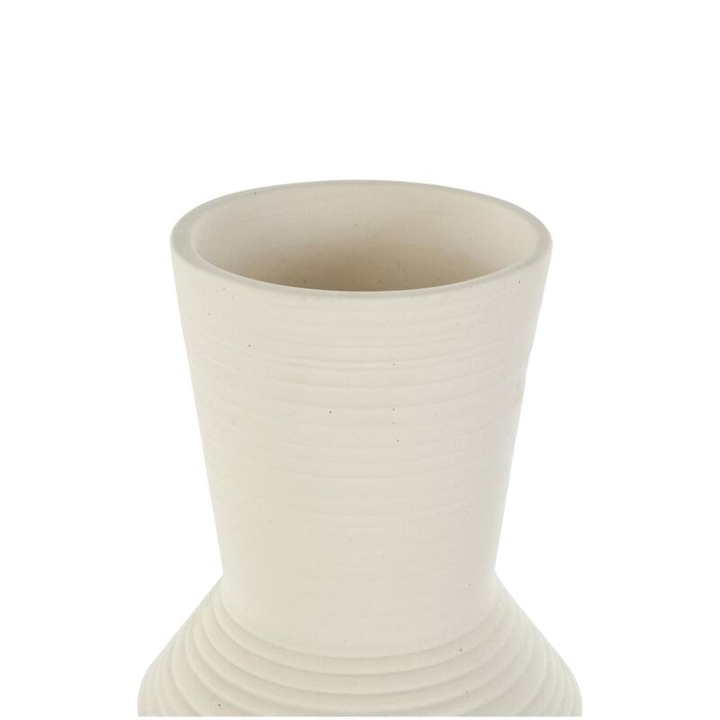 Ceramic Abstract Ribbed Cone Shaped Decorative Vase - Set of 2 Brown or White - Roche River Decor