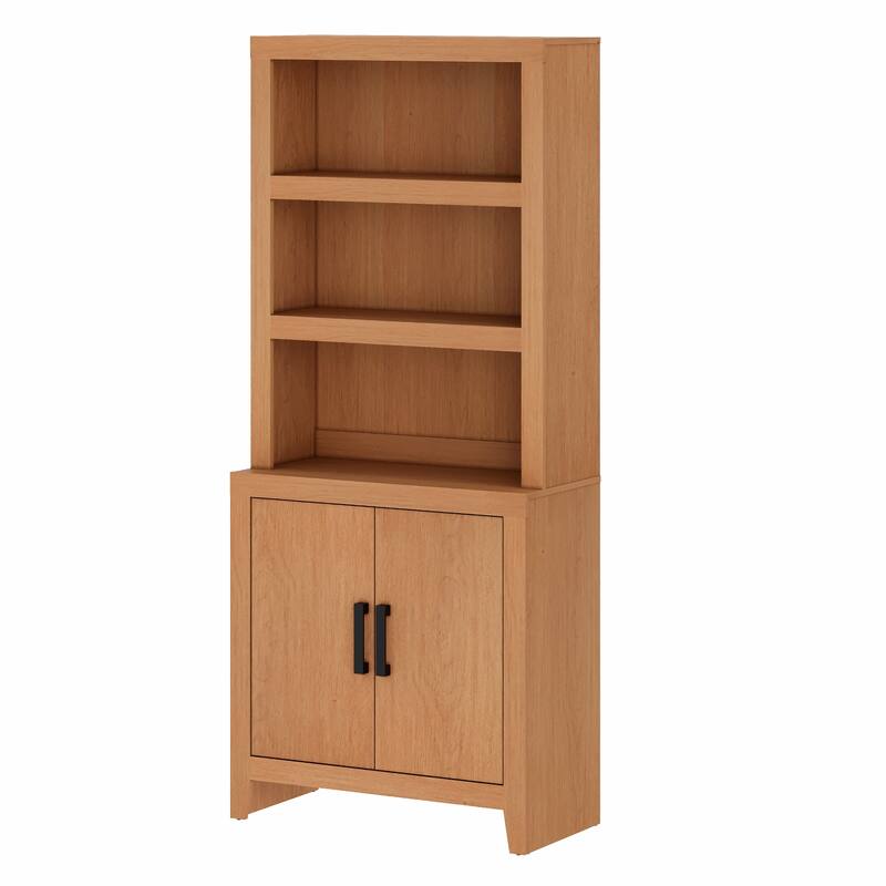 74" Tall Bookshelf with Door, Farmhouse Bookcase with Adjustable Shelf and Storage Cabinet for Living Room, Office