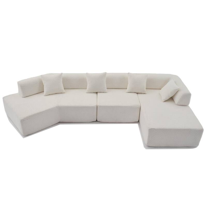 140" L-Shape Cloud Sectional Couch w/ Chaise, Modern Modular Sofa with Deep Seat, Upholstered Couches No Assembly Required