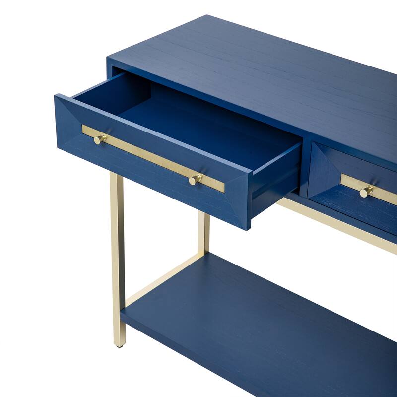 45.5" Retro Console Table with Gold Touch & Drawers