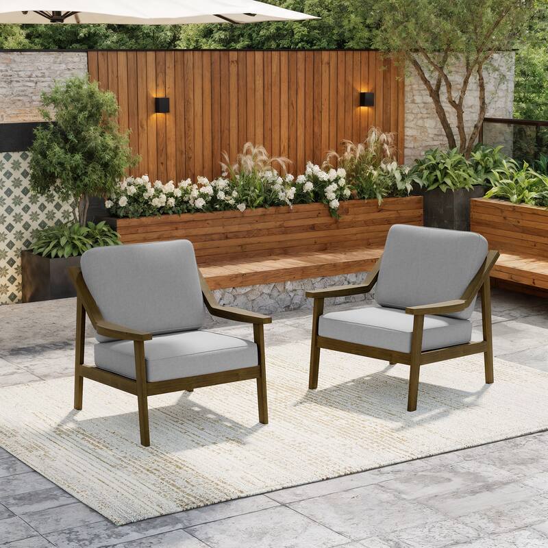 Solid Wood Outdoor Arm Chair Loveseat with Cushion