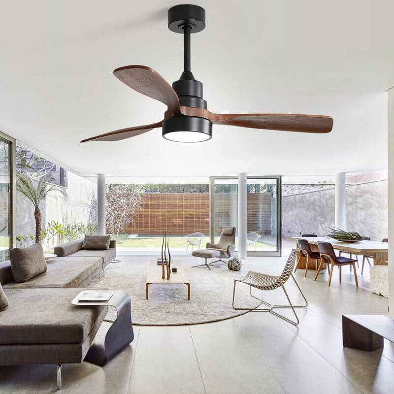 48 Inch Smart Wood Ceiling Fan with Light and Remote/App Control, Integrated LED Included