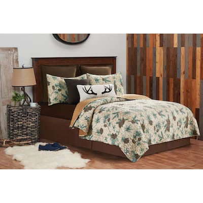 Rustic Pinecone Quilt Set - Reversible and Machine Washable