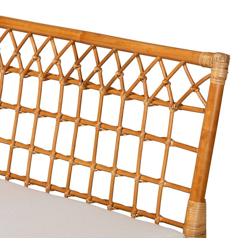 Adalina Modern Bohemian Honey Rattan 4-Piece Dining Nook Set