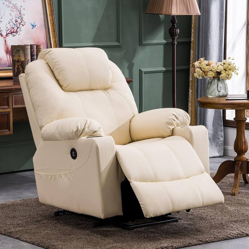 MCombo Electric Power Lift Recliner Chair Sofa with Massage and Heat, 3 Positions, USB Ports, Faux Leather 7040