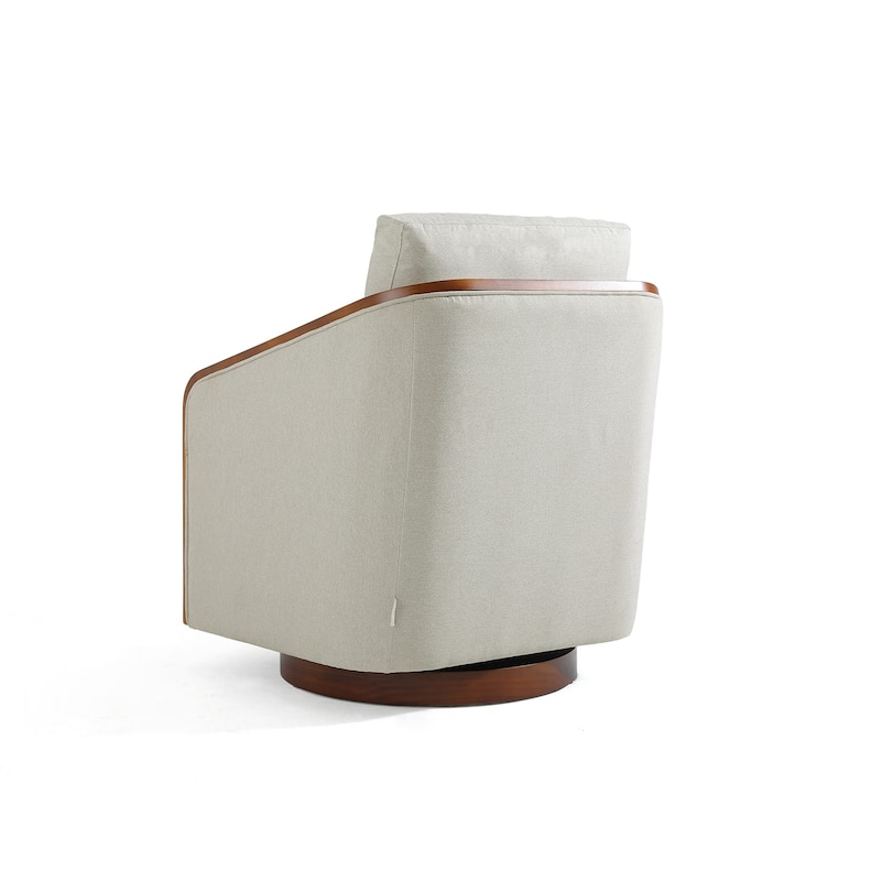 Chenille Modern 360°Swivel Barrel Chair Wood Base (Set of 2)