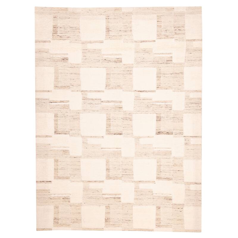 ECARPETGALLERY Hand-knotted Looma Cream Wool Rug - 9'3 x 12'2