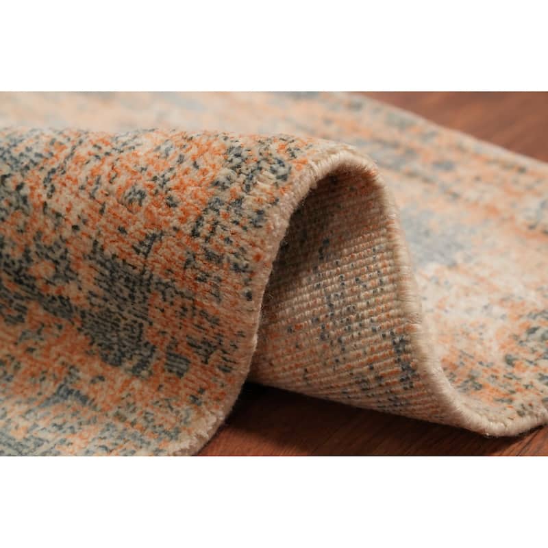 Hand Knotted Oriental Viscose Silk Carpet Modern All-Over Oranges & Rust Abstract Area Rug - 5' 7'' X 4' 0''