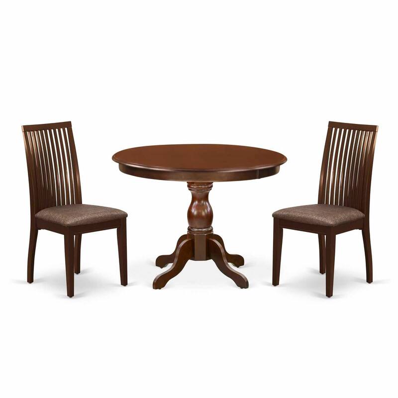 3-Piece Mahogany Finish Solid Wood Top - Dining Room Set - Seats 4