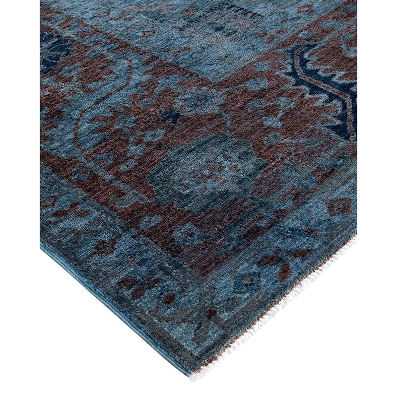 Overdyed, One-of-a-Kind Hand-Knotted Area Rug - Gray - 9' 0" x 11' 7"