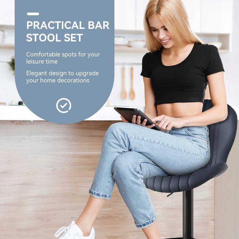 Bar Stools Set of 2 Modern Swivel Bar Chairs, Barstools Counter Height with High Backrest, Easy 3-5 Minute Assembly