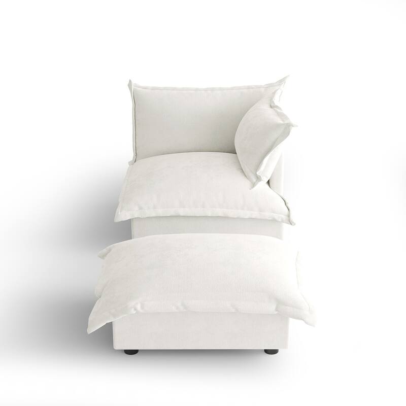 Casual 40"W Oversized Soft Comfy Cloud Chenille Chaise Lounge with Ottoman