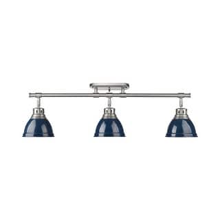 Yep by Golden Lighting Duncan 3-light Semi-Flush Mount in Pewter and Navy Blue shade - 3-Light Semi-flush