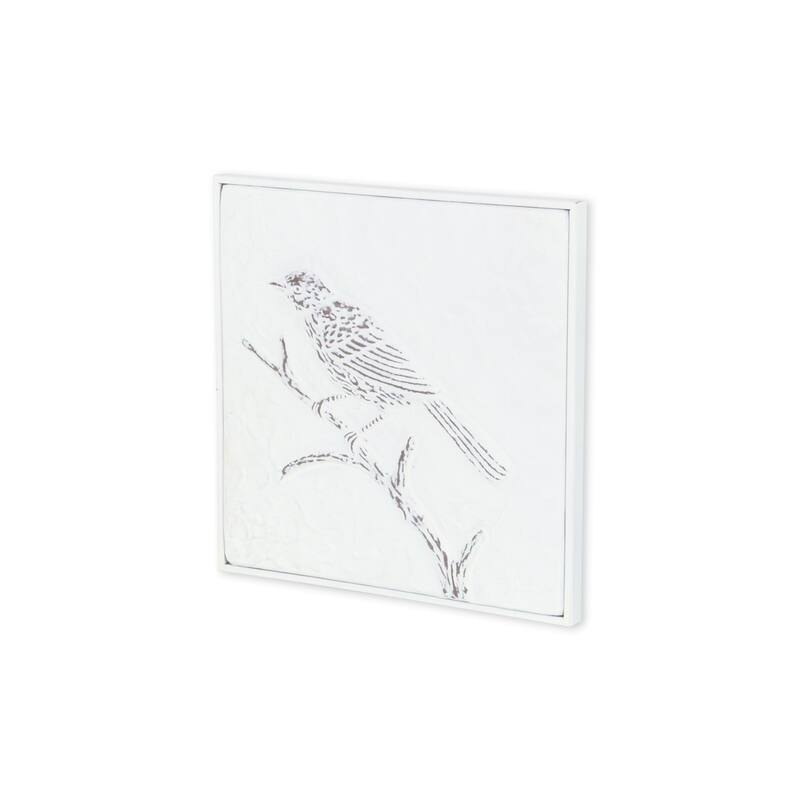 HomeRoots 10" X 10" White Bird Metal Square Hanging Wall Decor