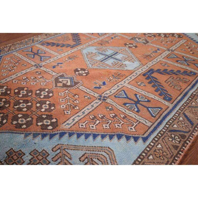 Orange Joshaghan Foyer Rug Handmade Wool Carpet - 3'7" x 5'0"
