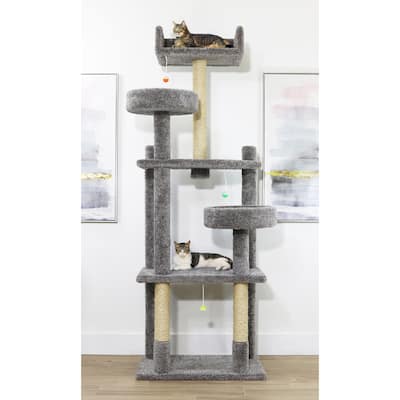 84" Deluxe Extra Tall Cat Tree Tower with Spacious Carpeted Perches and Sisal Rope Posts for Large Climbing Cats