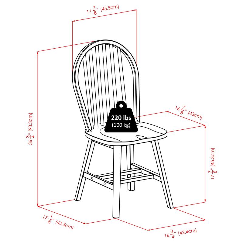 Dawson 3-Pc Drop Leaf Table with Windsor Chairs, Walnut