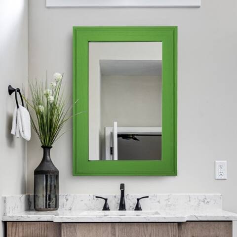 Wooden Framed Wall Mirror, Natural Wood Bathroom Vanity Mirror Multicolor - 24" x 36"