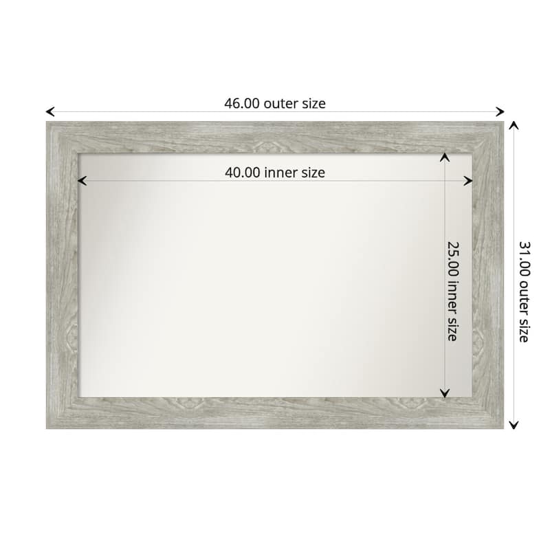 Dove Greywash Framed Non-Beveled Custom Wall Mirror, Bathroom Vanity Mirror - Outer Size: 46 x 31