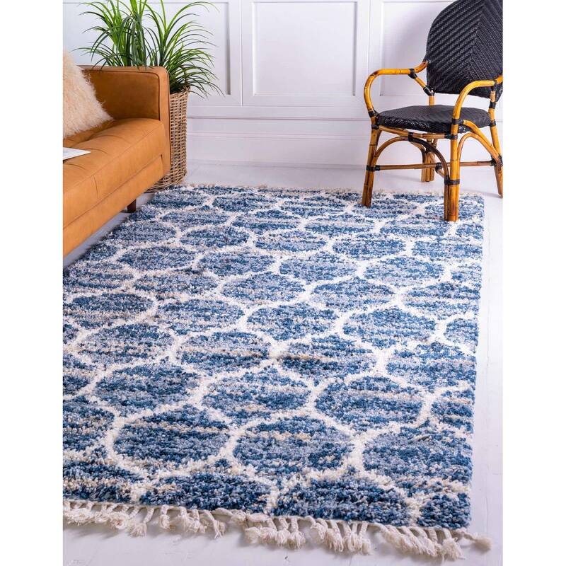 Shag Brico Collection Area Rug - 9'x12' - Blue