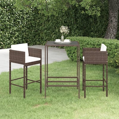 vidaXL Patio Bar Set Outdoor Bistro Set Bar Stool Bistro Table Poly Rattan