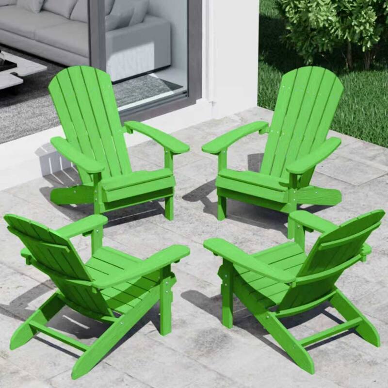 WINSOON All Weather HIPS Outdoor Plastic Adirondack Chairs Set of 4 - Lime
