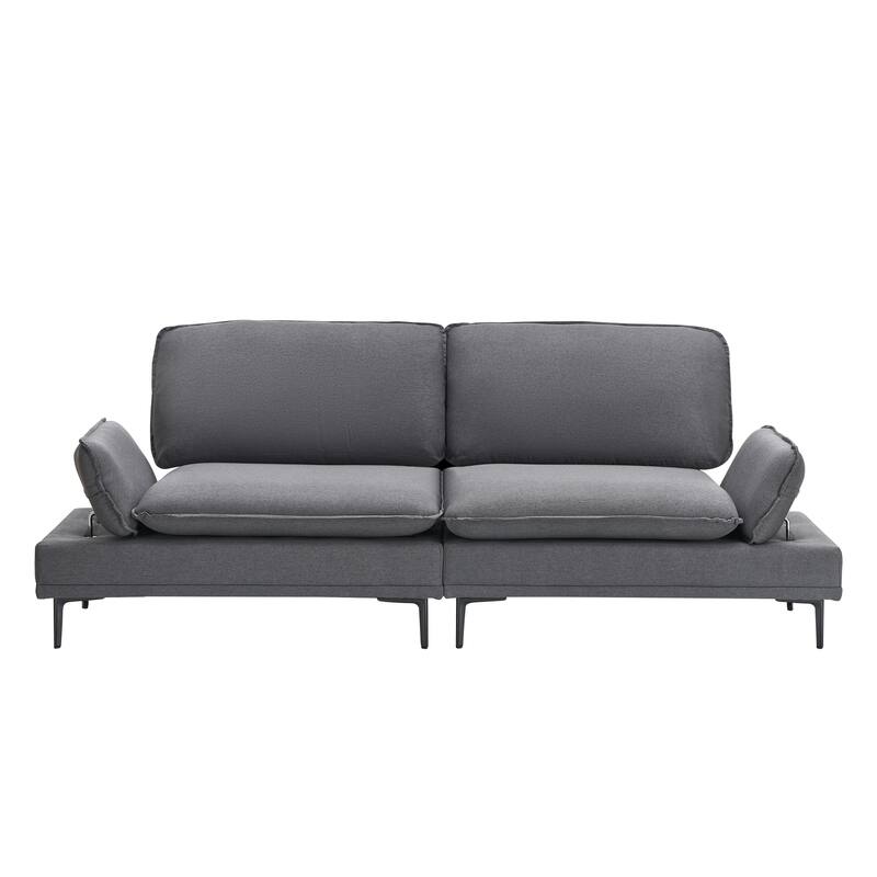 89-inch Dark Grey Polyester Blend Sofa for Offices, Apartments and Living Rooms