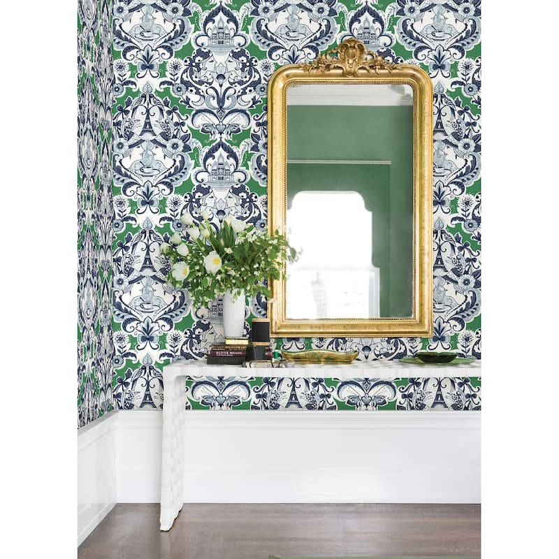 A-Street Prints Sadie Green Parisian Damask Wallpaper