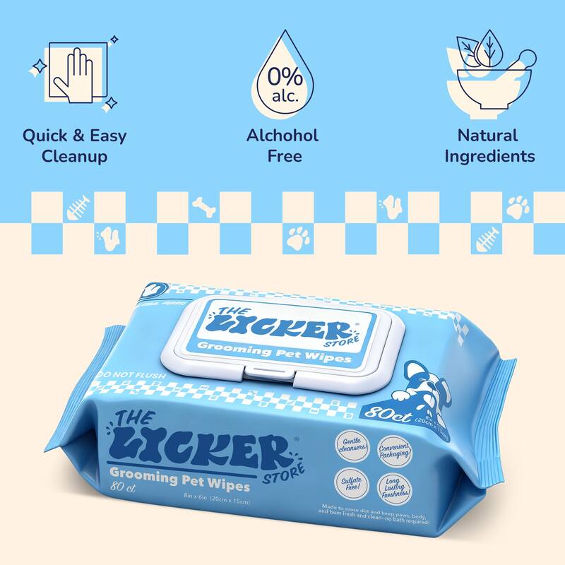 Hydrating Hypoallergenic Unscented Dog Grooming Wipes with Aloe Vera, Chamomile, and Shea Butter