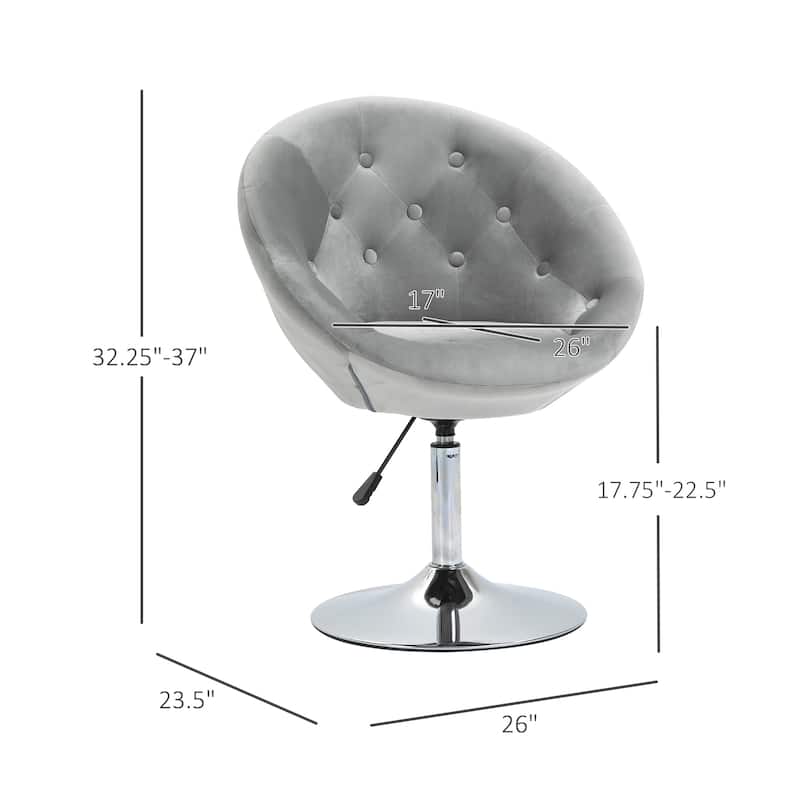 Modern 26" 360° Swivel Adjustable Buttons Tufted Accent Chair with Chrome Frame