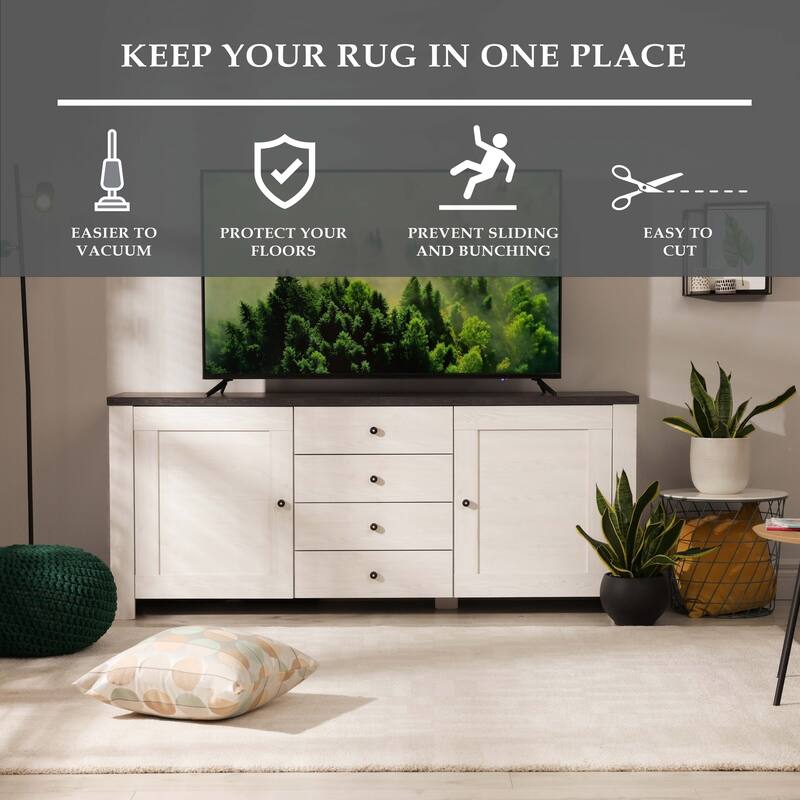 Superior Non-Slip Gripper Mat Floor Protector Indoor Area Rug Pad - Cream