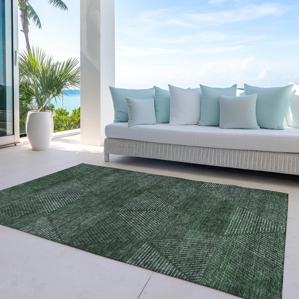 Machine Washable Indoor/ Outdoor Chantille Contemporary Prism Rug