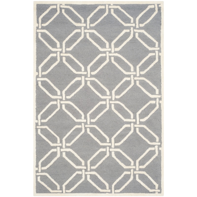 SAFAVIEH Handmade Cambridge Nhung Modern Moroccan Wool Rug - 3' x 5' - Dark Grey/Ivory