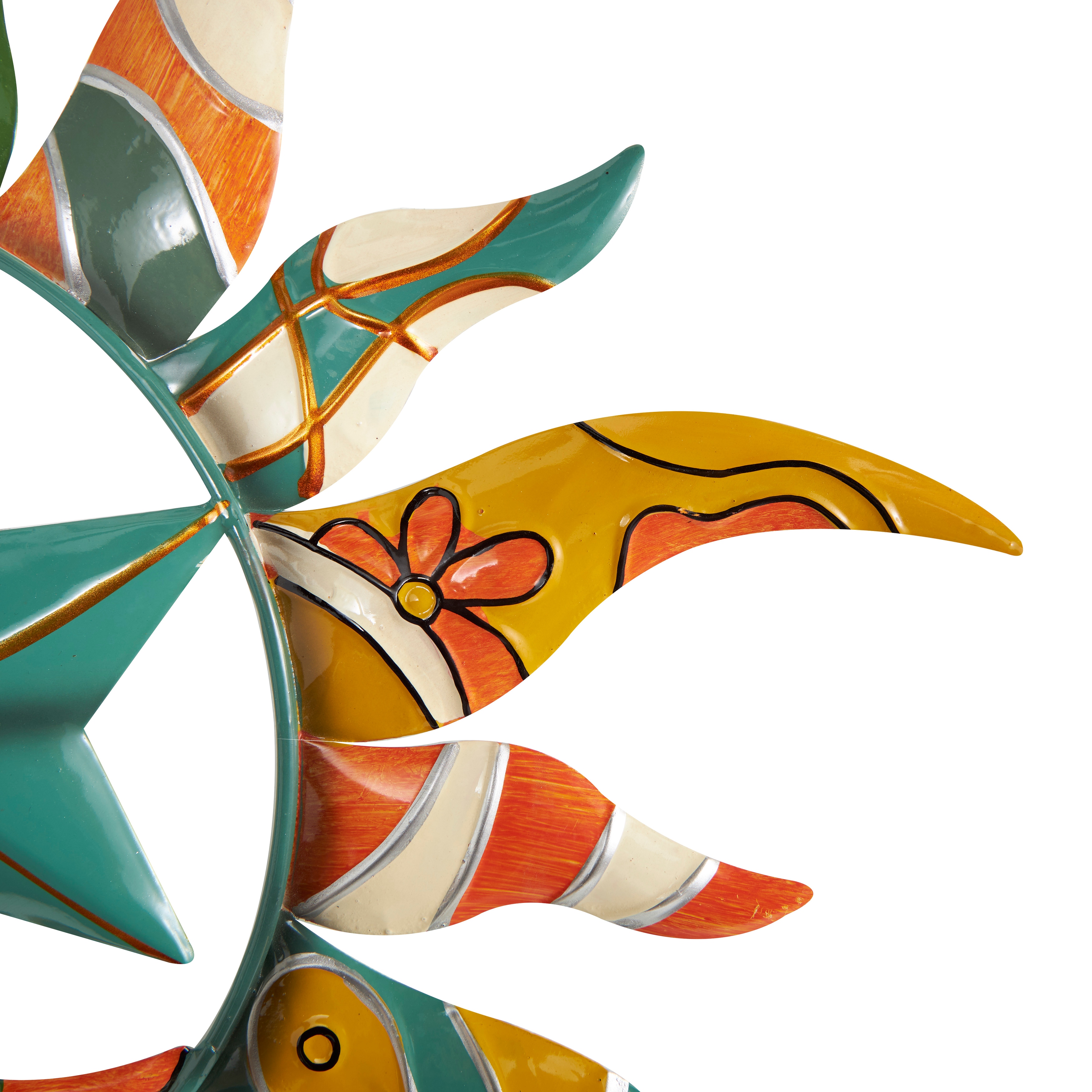 Multi Color Metal Eclectic Whimsical Celestial Sun Art Wall Sculpture