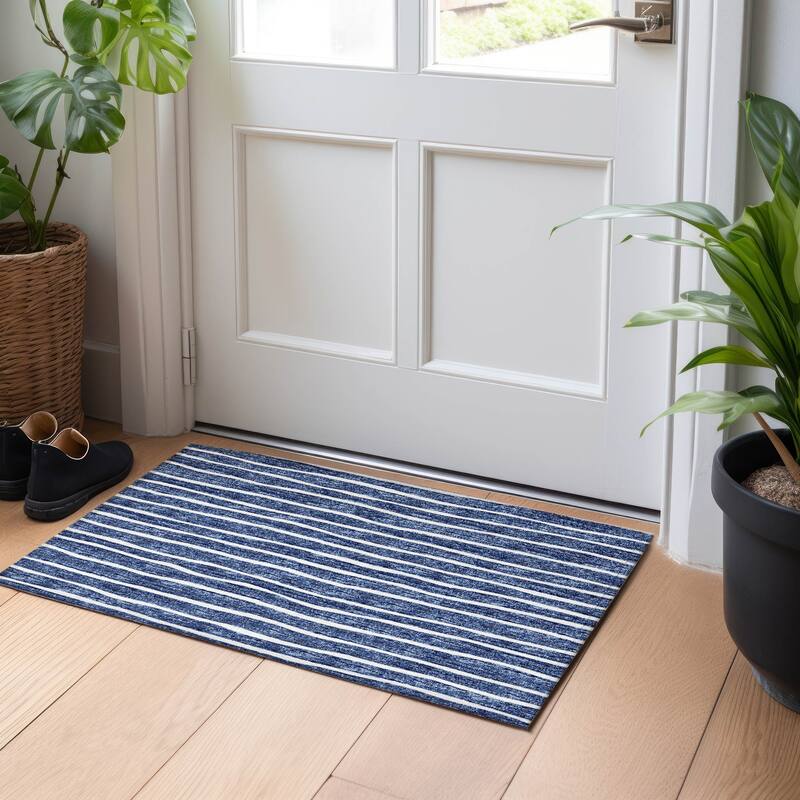 Premium Washable Super Soft Boho Stripe Mayfield Rug - Navy - 1' 8" x 2' 6" - Rectangle